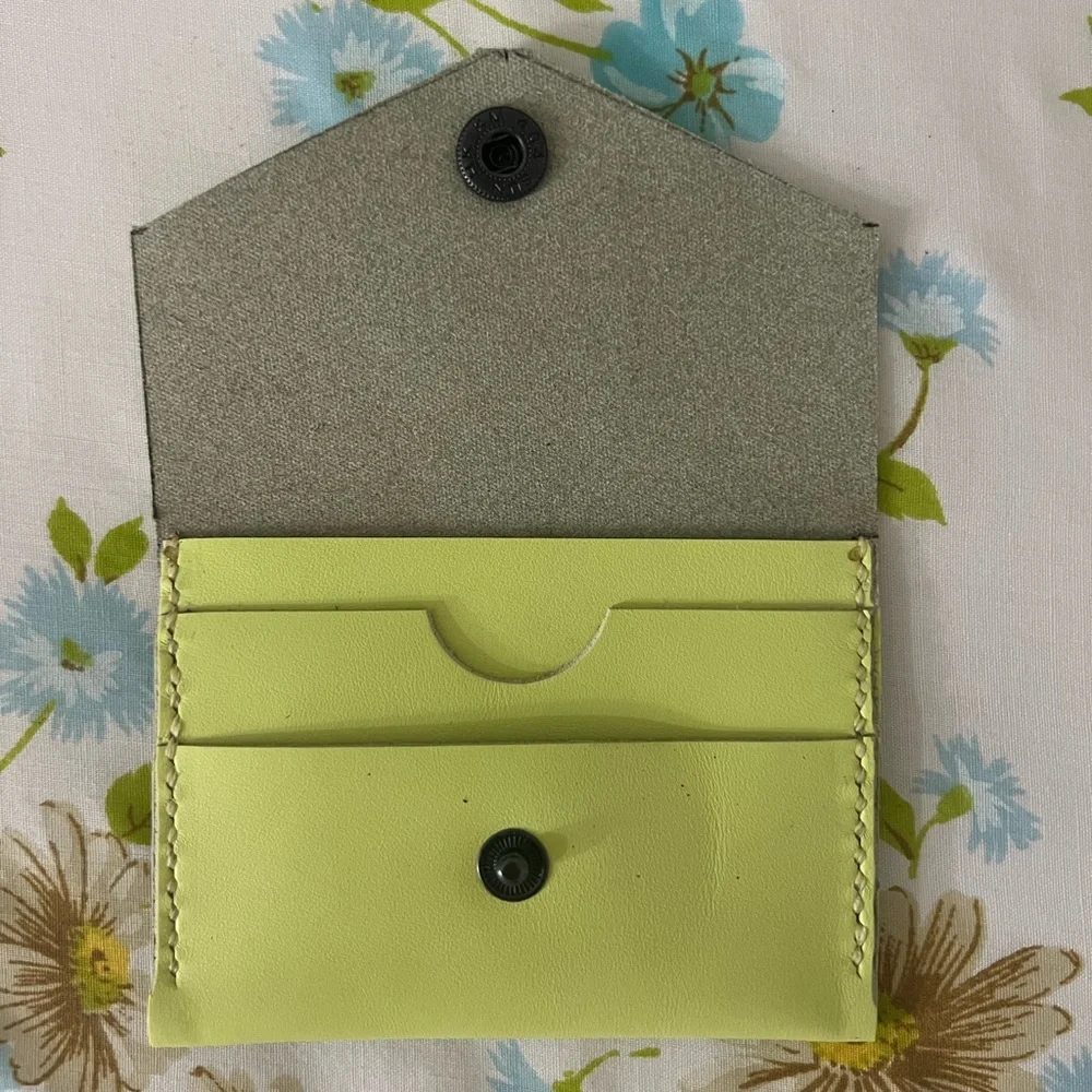 Hand Crafted Neon Lime Green Card Holder NEW Never Used Handmade